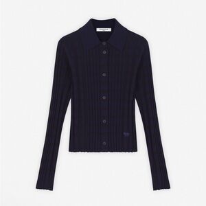 Maison Kitsuné Size XS
CHECKED KNITTED SHIRT Navy Ribbed Button-Up Cardigan